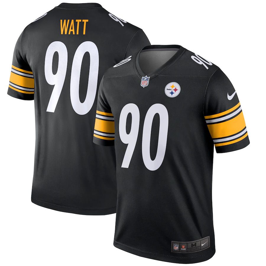 Men Pittsburgh Steelers 90 T.J. Watt Nike Black Legend NFL Jersey